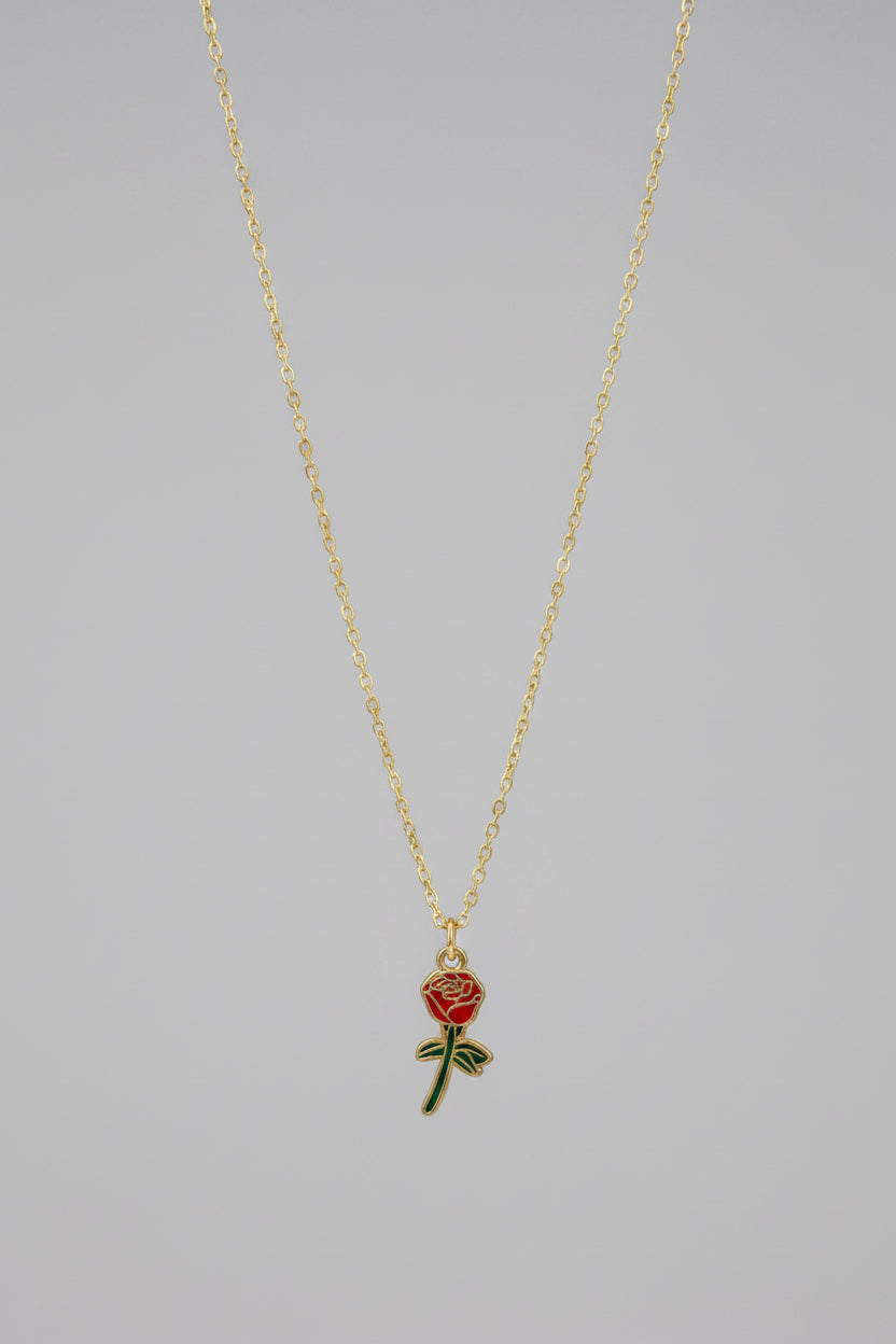Collar de Acero con Colgante de Rosa – Colección Romántica MUVE