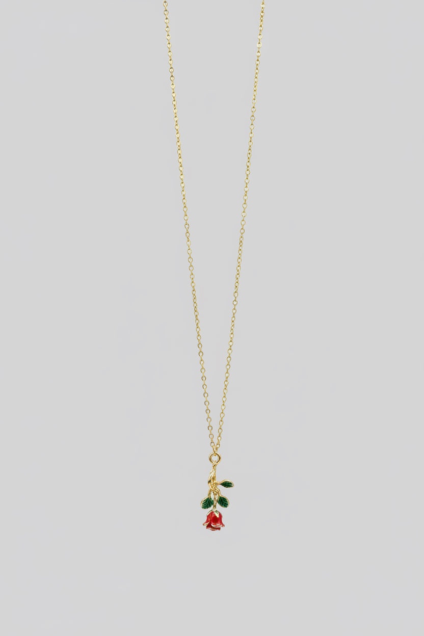 Collar de Acero con Colgante de Rosa – Colección Romántica MUVE